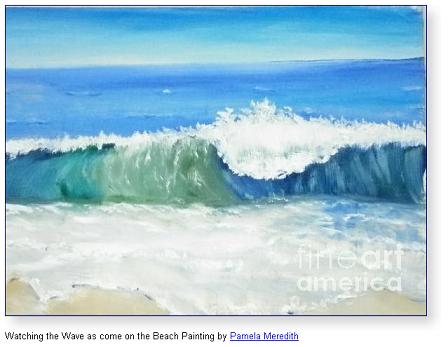 Watching the Wave as come on the Beach Painting by Pamela Meredith