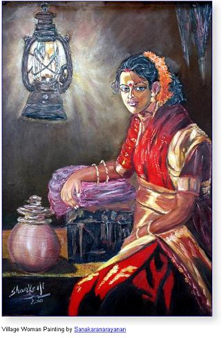 Village Woman Painting by Sanakaranarayanan